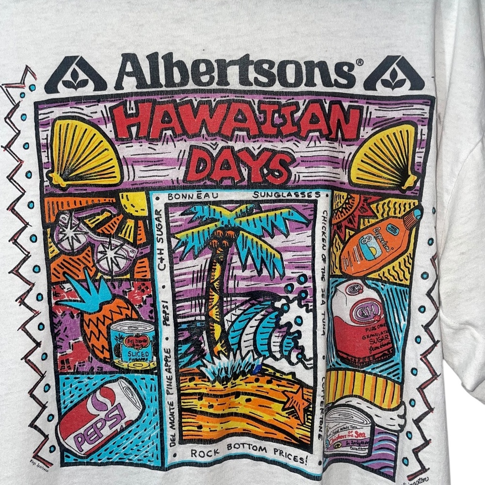 Vintage Original Albertson's Hawaiian Days Livingston Promo T-Shirt Sz XL 1990's